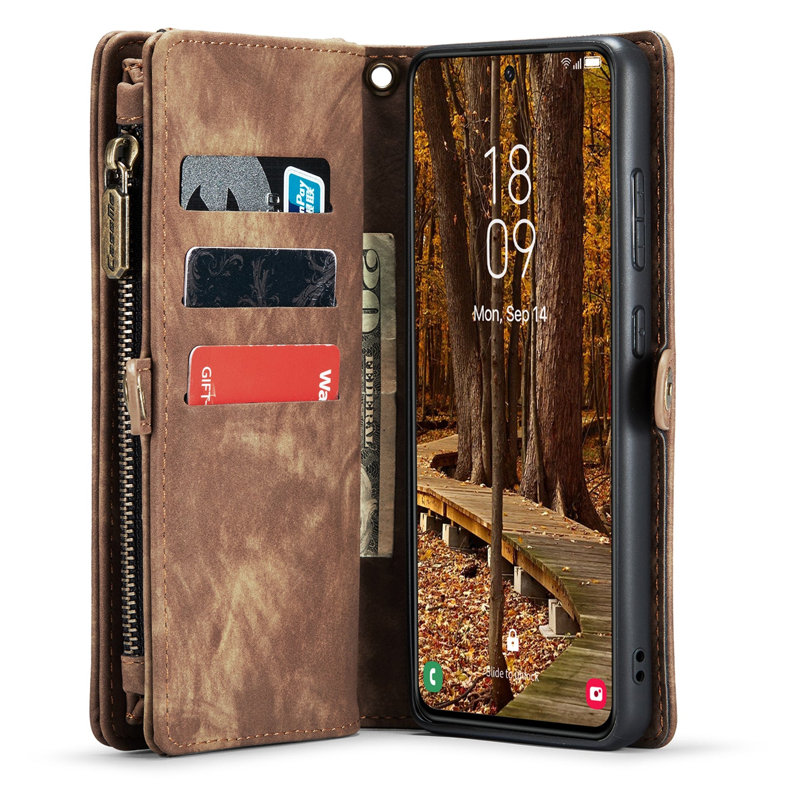 CASEME 008 Series for Samsung Galaxy S23 Multi-Functional PU Leather Hands-free Stand Flip Cover Detachable Magnetic Zipper Wallet Case CASEME 008 Series for Samsung Galaxy S23 Multi-Functional PU Leather Hands-free Stand Flip Cover Detachable Magnetic Zipper Wallet Case